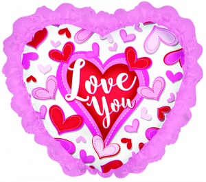 I Love You Stitched Hrts w Ruffle 12in